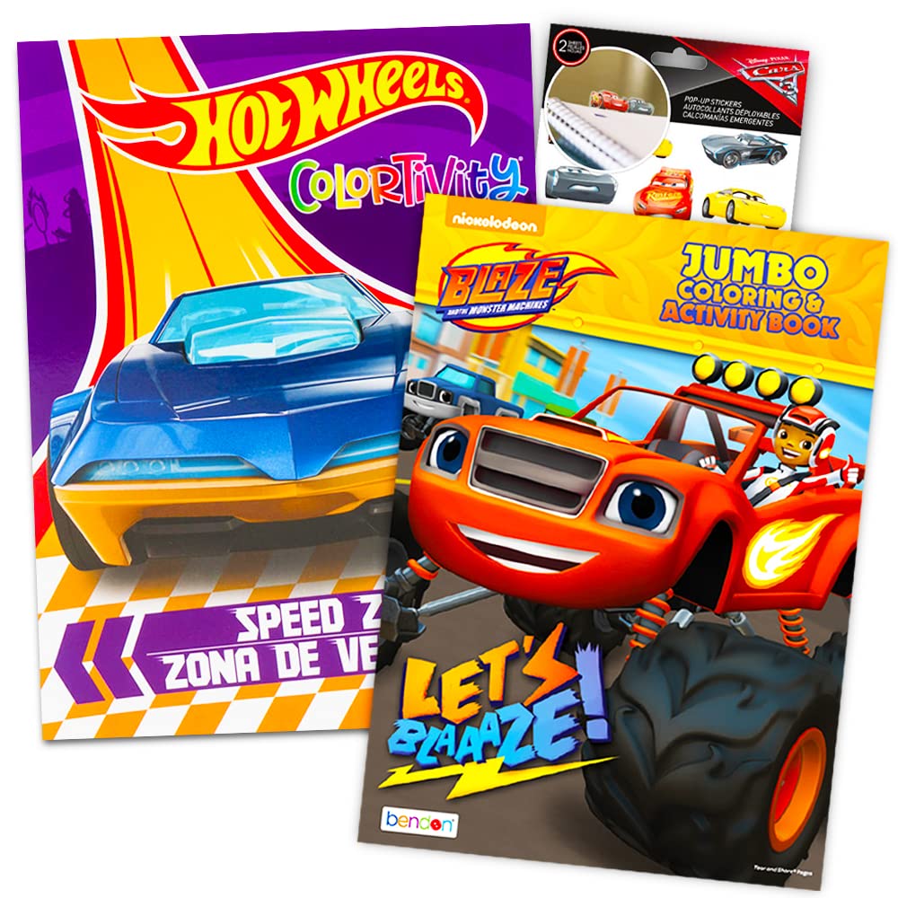 Blaze and The Monster Machines Coloring Book Super Set -- 2 Books Plus Cars Stickers