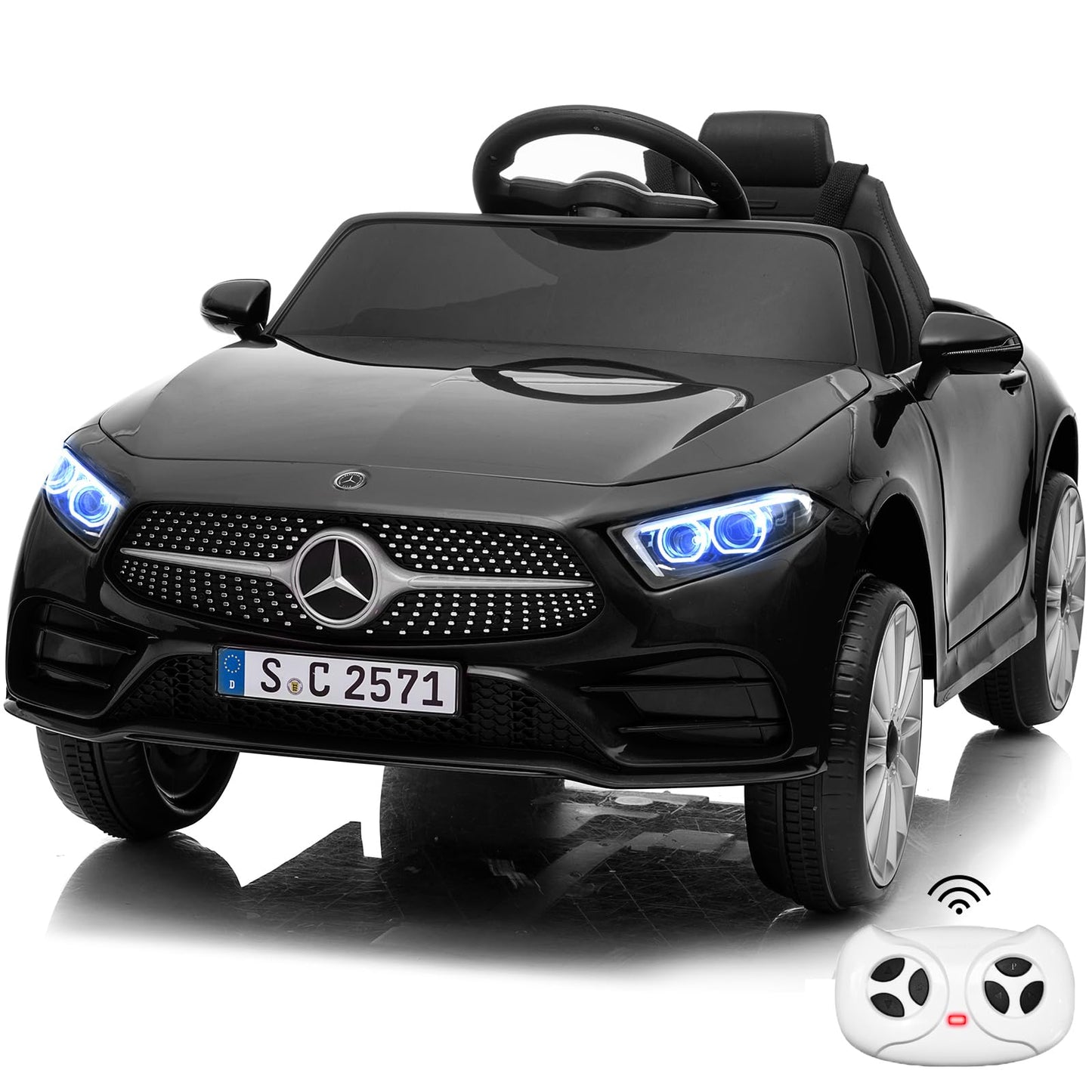 Bopilon Kids Electric Ride On Mercedes Benz With Remote Control, 12V Licensed Battery Powered Vehicle, Adjustable Speed, Safety