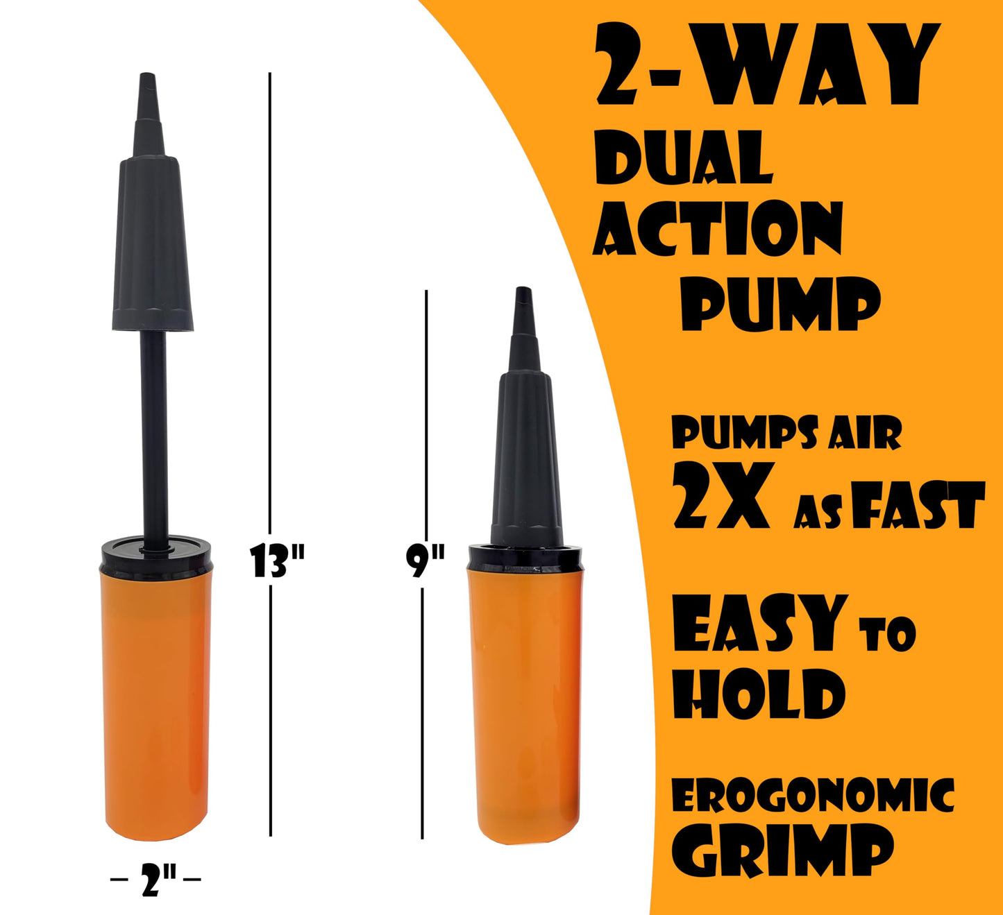 OODELZ Balloon Pump Hand Held Kit, Inflator Air Pump for Balloons - 2 Way Manual Dual Action - Plus Accessories for Kids Party,