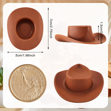 40 Pieces Plastic Mini Cowboy Hat Cowgirl Hat For Crafts Western Hat Miniature Cute Doll Hat Tiny Party Hat Toy Doll Party Accessories For Shooters Pretend Play Dollhouse Decorations(Brown)