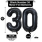 40 Inch Black 30 Number Balloons Giant Jumbo Huge 30 Foil Mylar Helium Number Digital Balloons Black Birthday Mylar Digital Ball