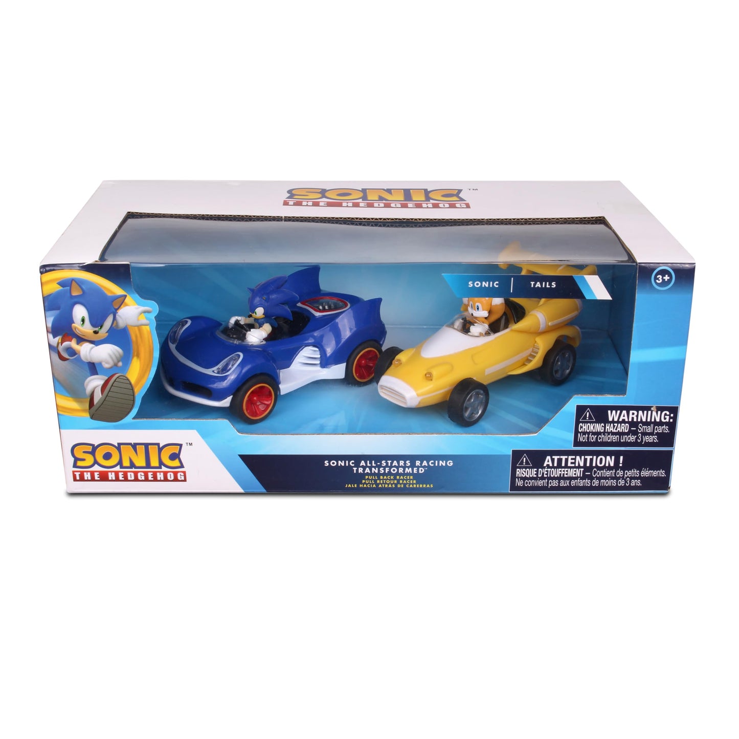 Nkok Sonic Transformed All-Stars Racing 2 Pack Pull Back Action: Tails And Sonic Hedgehog, Two Vehicles, Video Game Legends, No