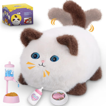 Jimate Interactive Cat Toys For Kids Aged 3-7, Plush Toy Cat That Meows, Blink And Talk, Children'S Toy Pet Cat With Pet Waterer