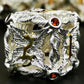 MJDICEOK Hollow Magic Vine Leaf DND Dice Set Metal Dice Set 7 Role Playing Dice D&D Dungeons and Dragons Dice (White + Red Gem)