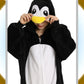 Lonulain Unisex Kids Animal Oneise Pajamas, Boys Girls Flannel Hooded Halloween Cosplay Costume/Homewear/Sleepwear (Penguin,3-4