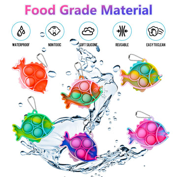 Pop Fidget Toys Bulk Its Party Favors For Kids 30 Pcs Cute Fish Mini Pop Keychain It Sensory Fidget Toy Pack Fidgets For Classroom Prizes For Students Kids Carnival Prizes Birthday Goodie Bag Stuffers