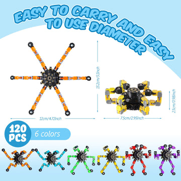 120 Pcs Spinners  DIY Deformable Robot Fingertip Toys Transformable Chain Robot Funny Sensory Toys 6 Colors Spinner Chain Finger Toy Stress Relief for Kids mature-themed Gift Christian Charity Donation