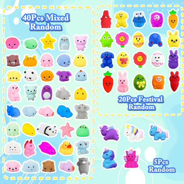 200Pcs Mochi Squishy Toys, Kawaii Squishies Fidget Stress Relief Toy For Kids Party Favors, Classroom Prizes, Goodie Bag Stuffer