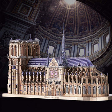 Piececool 3D Metal Puzzles For Adults And Teens, Notre Dame De Paris Church Metal Model Kit, Challenge French Cathedral Brain Te