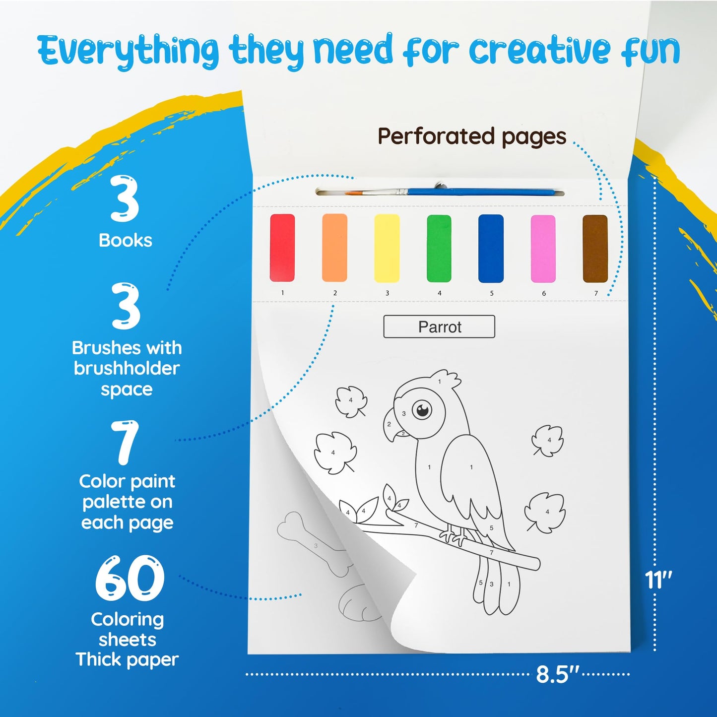 Paint With Water Coloring Books For Toddlers: 3 Books, Mess Free Kids Watercolor Painting Activity Kit - Arts And Crafts For Kid
