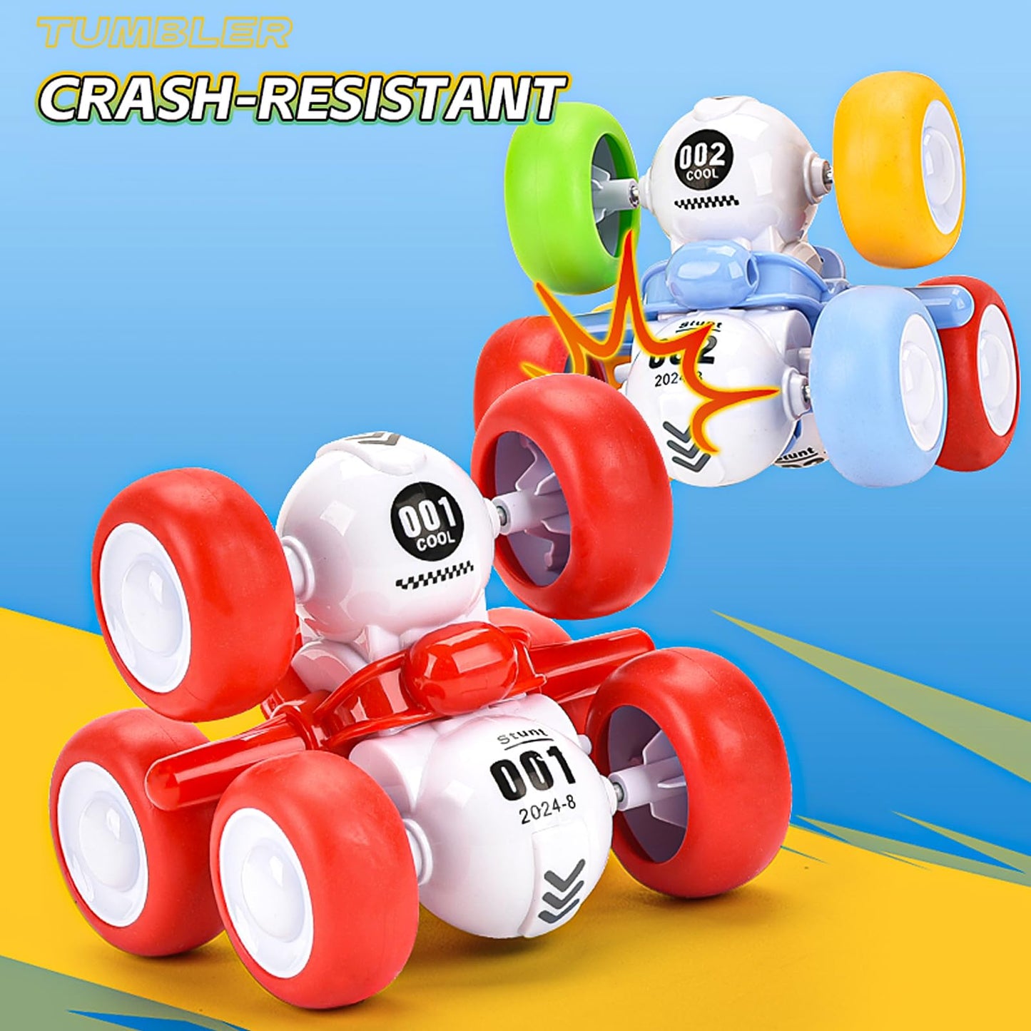 Cddzsw Pull Back Truck For Toddler Boys For Ages 3-5,6 Rounds Inertia 360 Rotating Stunt Car Toys 3 4 5 6 Year Old Kids,Push And