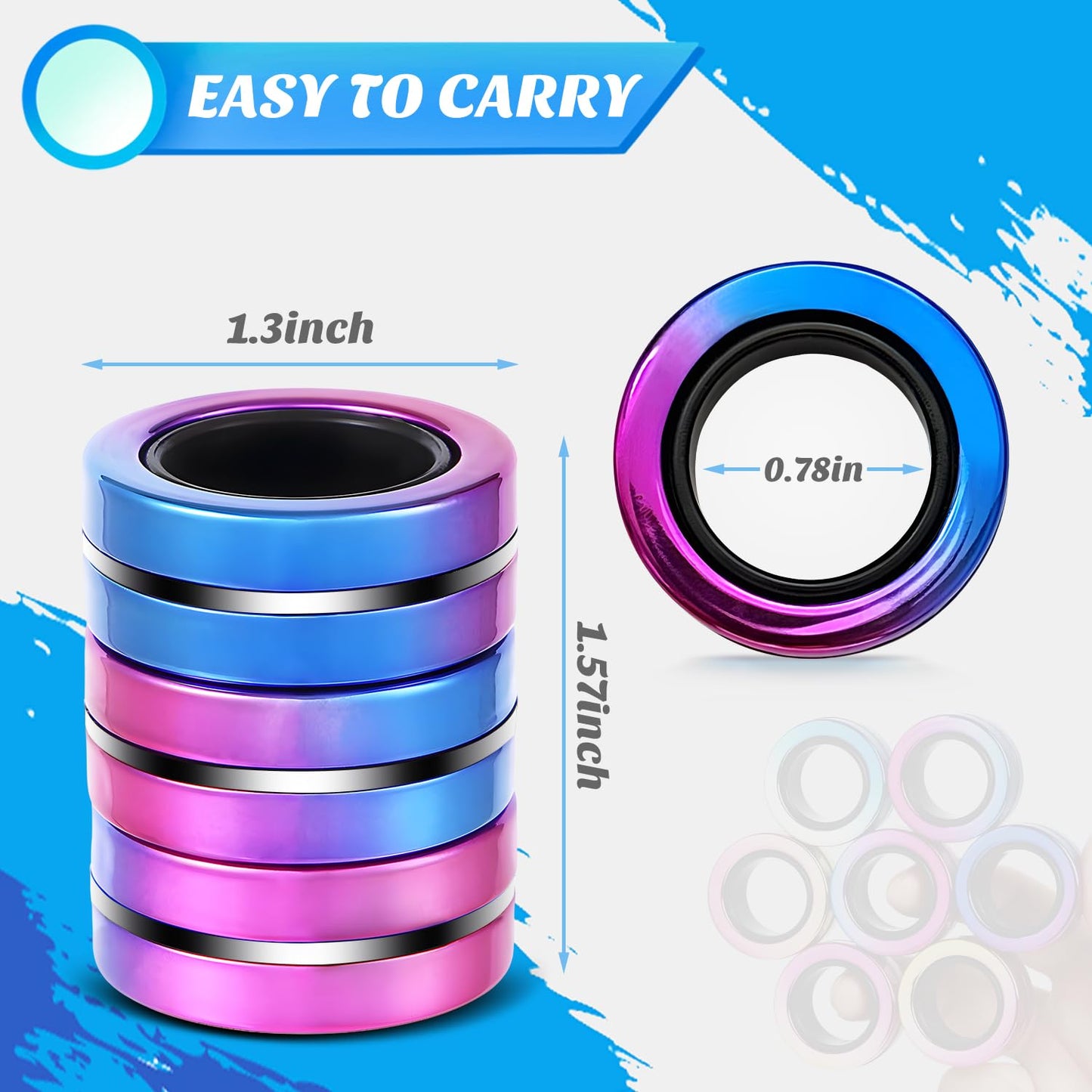 Jawhock 9 Pack Magnetic Rings Fidget Toy Set|Magnetic Fidget Rings For Adhd Stress Relief| Colorful Fidget Toy Rings For Training Relieves Autism Anxiety|Great For Kids&Teens