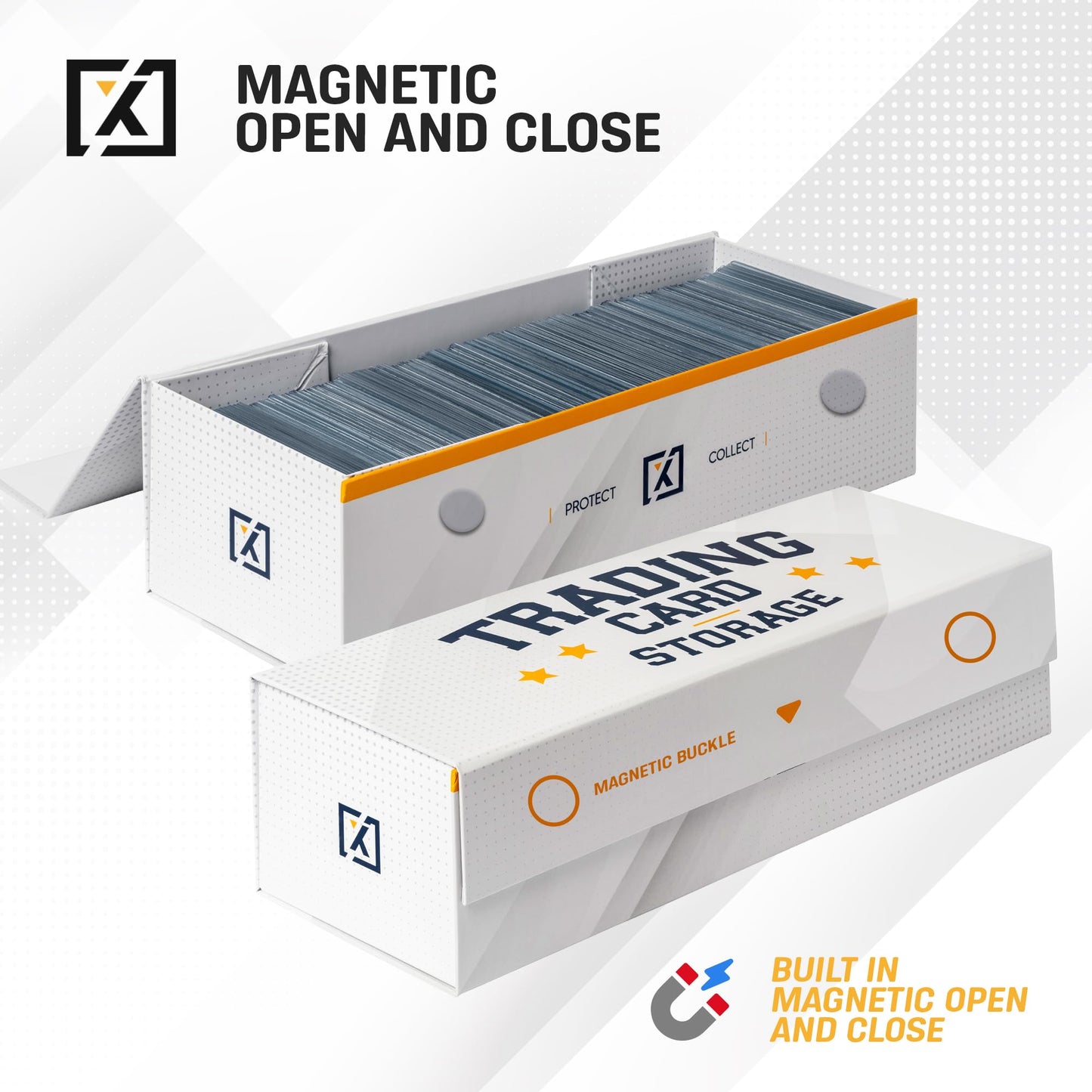 Homexpro Easy Fold Trading Card Storage Box [3 Pack] Magnetic Lid | Toploader Storage Box Fits 800 Cards, 200 Toploaders, Or 50 One Touch | Baseball Card Storage Box - Labels Included