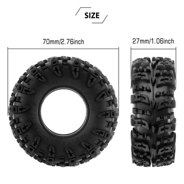 INJORA 1.3'' Wheel Tires - S5 Swamp Claw Mud Terrain Tires for TRX4M SCX24 1/18 1/24 RC Crawler Car (70 * 27mm)
