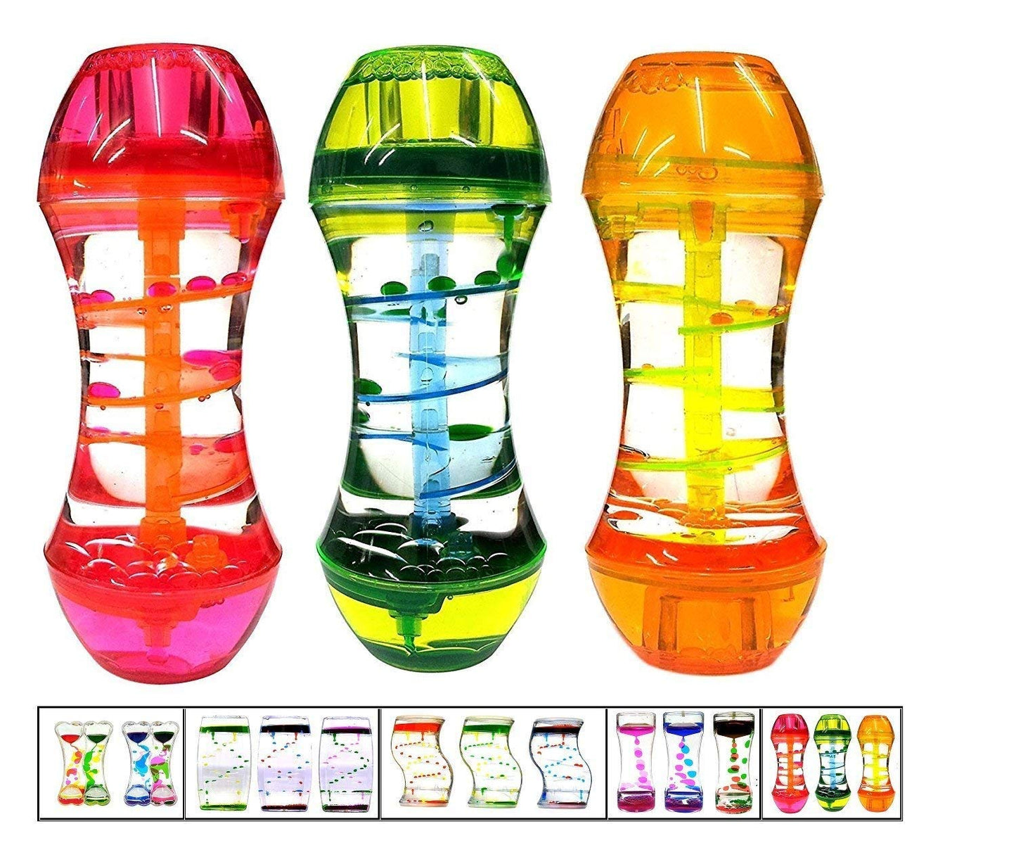 Playlearn Liquid Motion Bubbler - Liquid Timer Sensory Toy – Calming Water Timer Fidget Toy – 3Pack