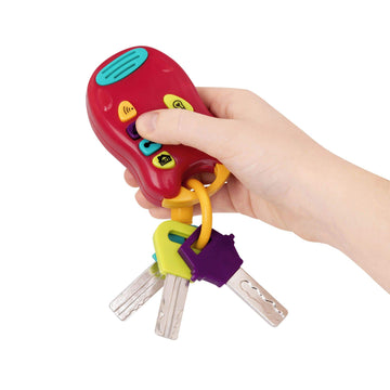 Battat – Toy Keys Set – 3 Keys & Remote With 4 Fun Sounds – Mini Flashlight – Toy Car Keys With Fob For Baby, Toddler – 10 Months + – Light & Sound Keys, Red