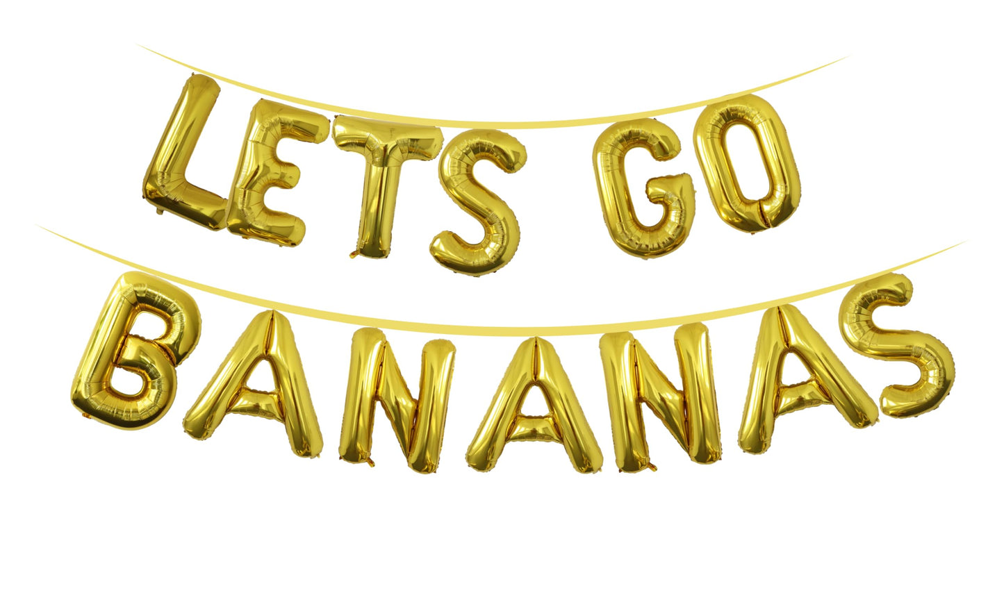 16 Lets GO Bananas Letter Banner Balloons for Tutti Frutti Balloon, Fruit Birthday Party, Twotti Frutti Birthday Decorations, Tu