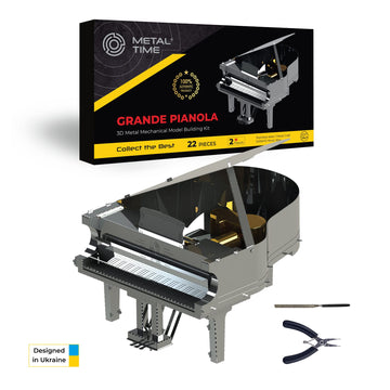Metal-Time Grand Piano, 3D Metal Model Kit, Grand Piano 3D Puzzle, Two Colors Design Grande Pianola Model, Sankyo Music Box With