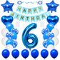 Huture 6 Birthday Party Supplies Blue Number 6 Foil Balloon Happy Birthday Banner Kit 6Th Birthday Decoration White Blue Latex C