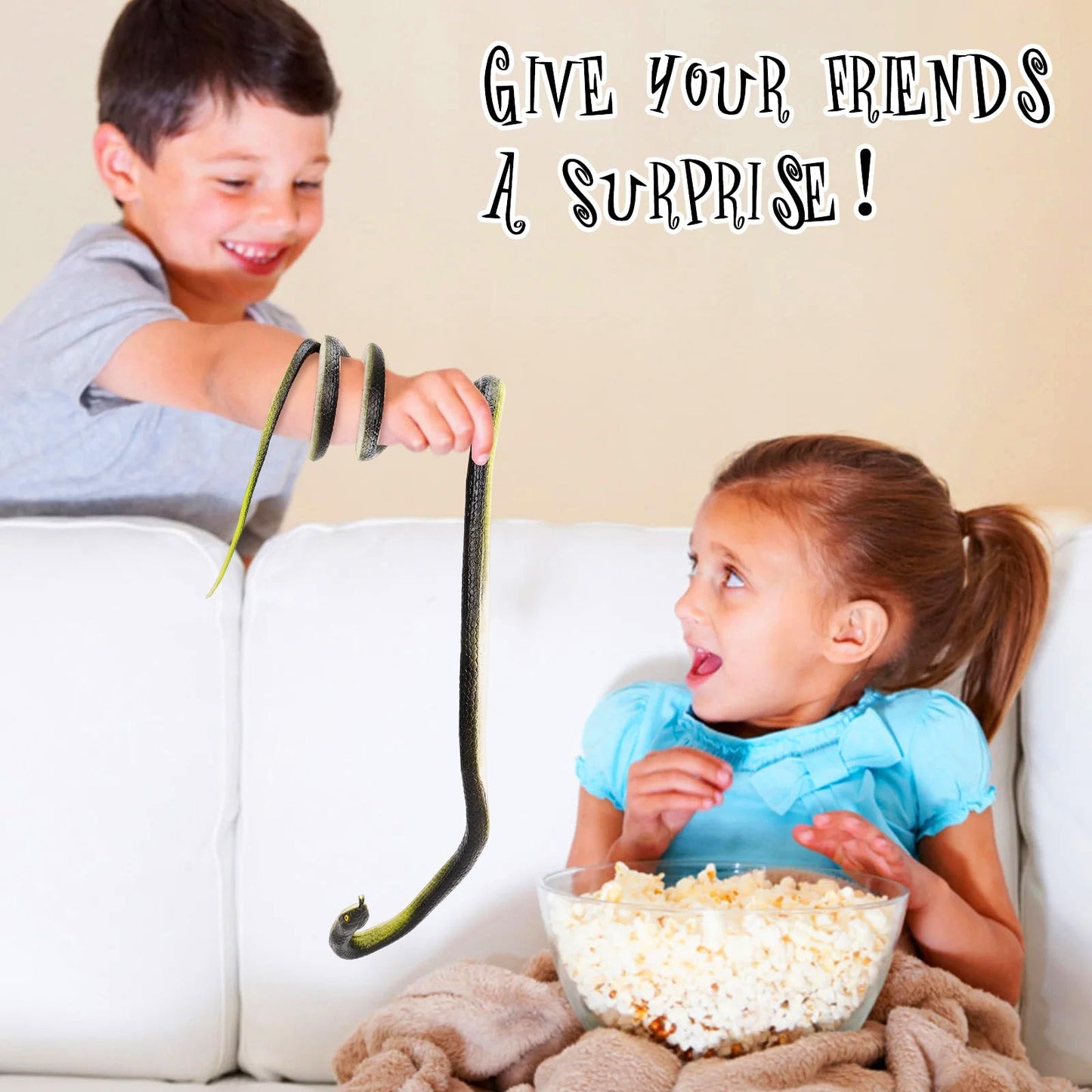 Hfatmos 3 Pcs Realistic Rubber Snakes Colorful, Plastic Snakes, Prank Snake Toys For Party, Tricking People, Kids Playing, Garde