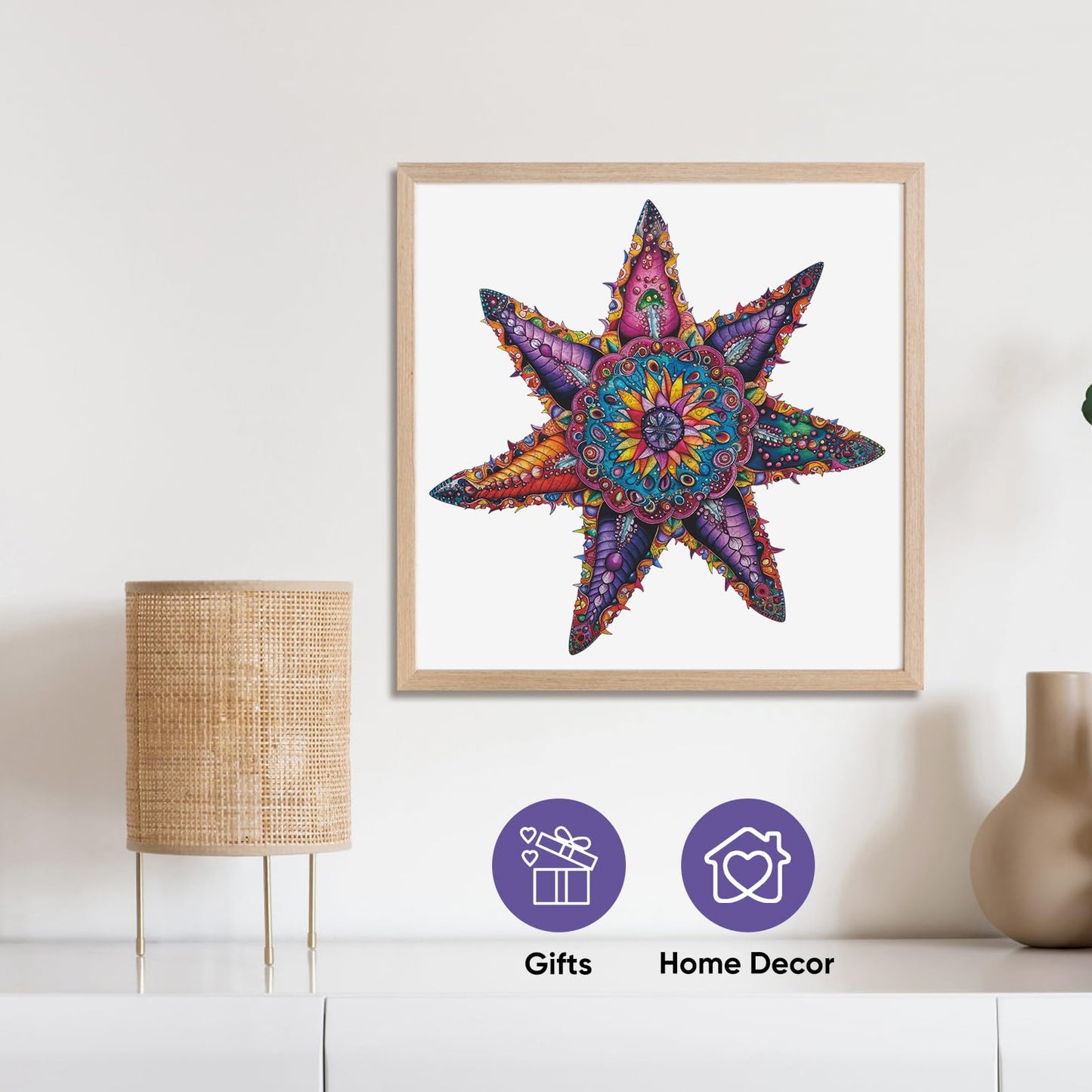 Qiuenisray Wooden Puzzles for mature-themeds 500 Piece  Starfish Ocean Jigsaw Puzzles Royal Unique Shape mature-themed Puzzles  Irregular Wood Puzzles Creative Gift for mature-themeds and Kids Family Game (20.3x20.3 in)