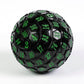 Poludie 100 Sided Polyhedral Dice, Single D100 Game Dice, 100 Sided Cube with Black Pouch, D100 die 48 mm (Black with Green Numb