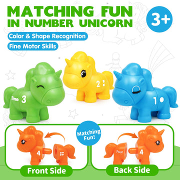 Numbers Matching Game Fine Motor Toy, Toddler Number Learning Toys,1 2 3 Montessori Educational Learning Sensory Sorting Unicorn Toys Preschool Math Games Activities Sets For Toddlers Kids Ages 3 4 5