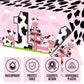 3Pack Holy Cow Im One Birthday Table Cloth Decorations for Baby Girl, Pink Cow First Birthday Table Cover Party Supplies, Cow Th
