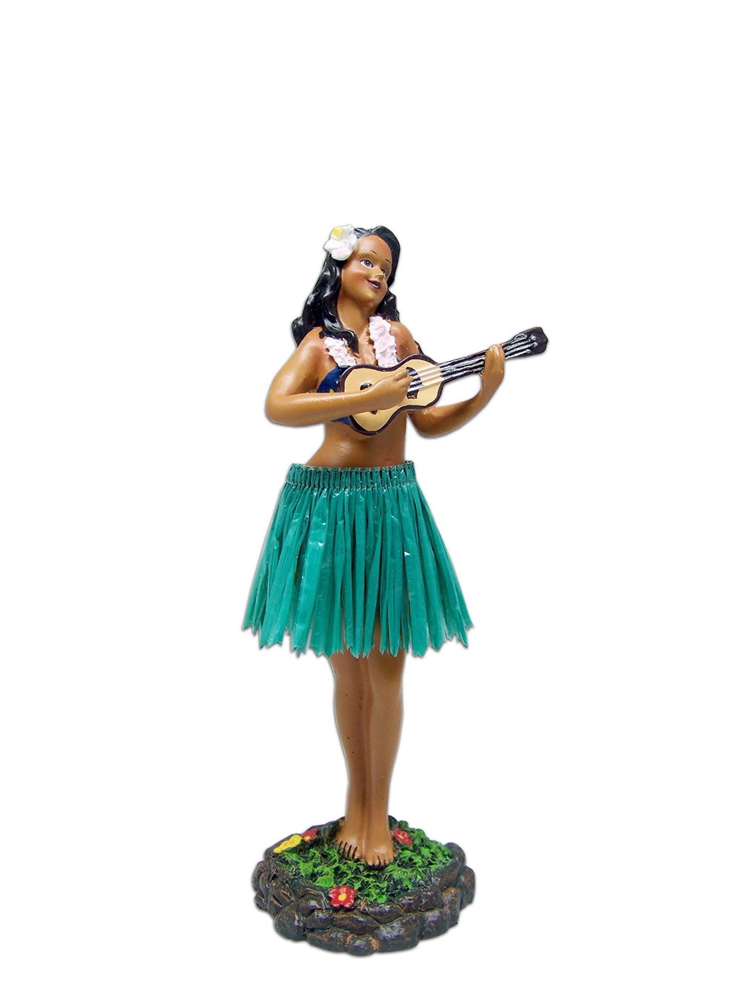 Kc Hawaii Leilani Dashboard Hula Doll Playing Ukulele Green 7 Inch