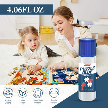 Nariolar Jigsaw Puzzle Glue Clear With Applicator Suitable For Fixing And Hanging Puzzles, Quick Drying, 4 Ounces