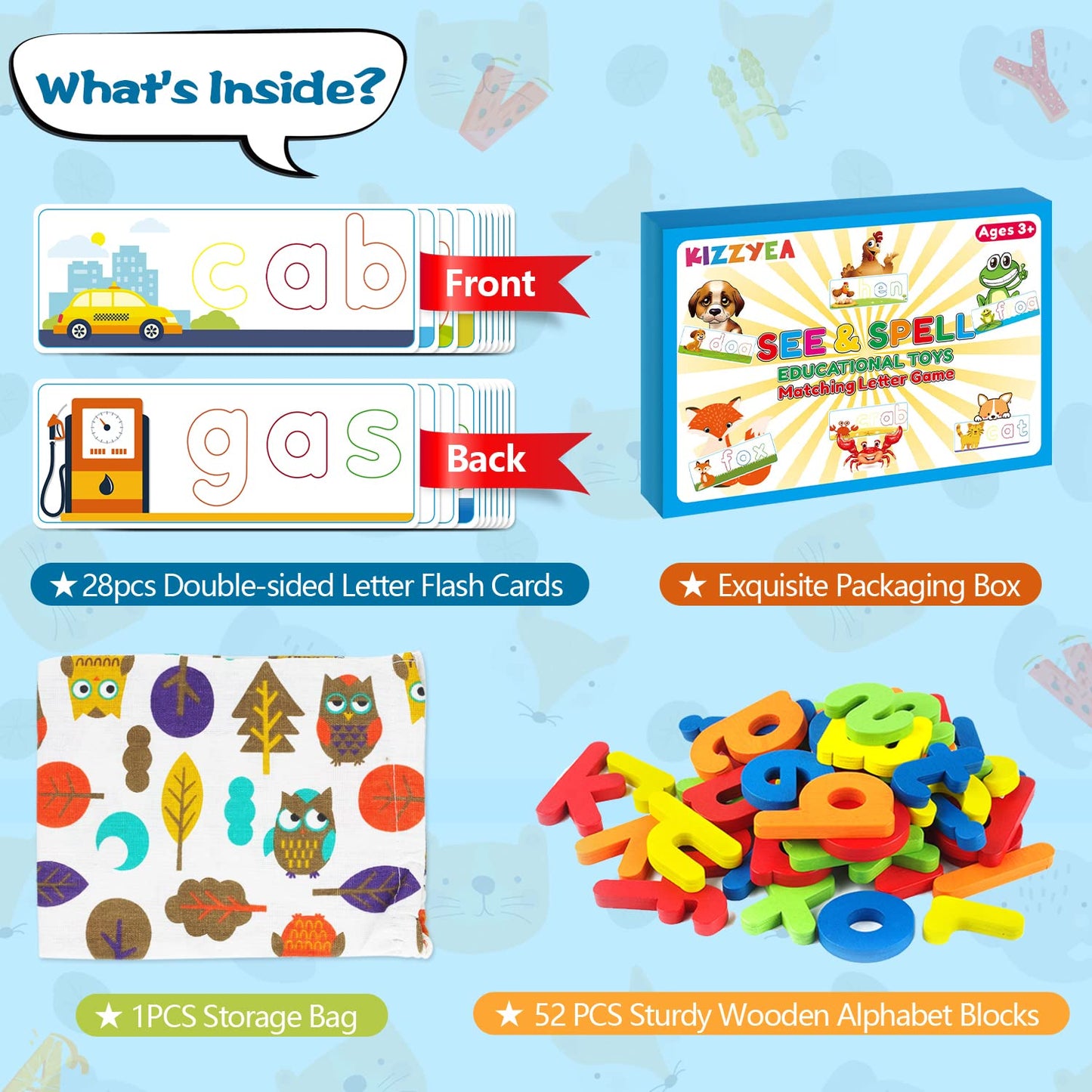 Learning Educational Toys And Gift For 3 4 5 6 Years Old Boys & Girls - See & Spell Matching Letter Game For Preschool Kids Learning Resources - Stem Educational Toys For Toddler Learning Activities