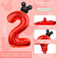 Lebery Mouse Number 2 Balloon 40 Inch Red Number 2 Balloon Mini Mouse Head Balloons For 2Nd Birthday Party, Black Red Large Numeral Two Foil Balloons For Baby Shower Anniversary Supplies Decoration
