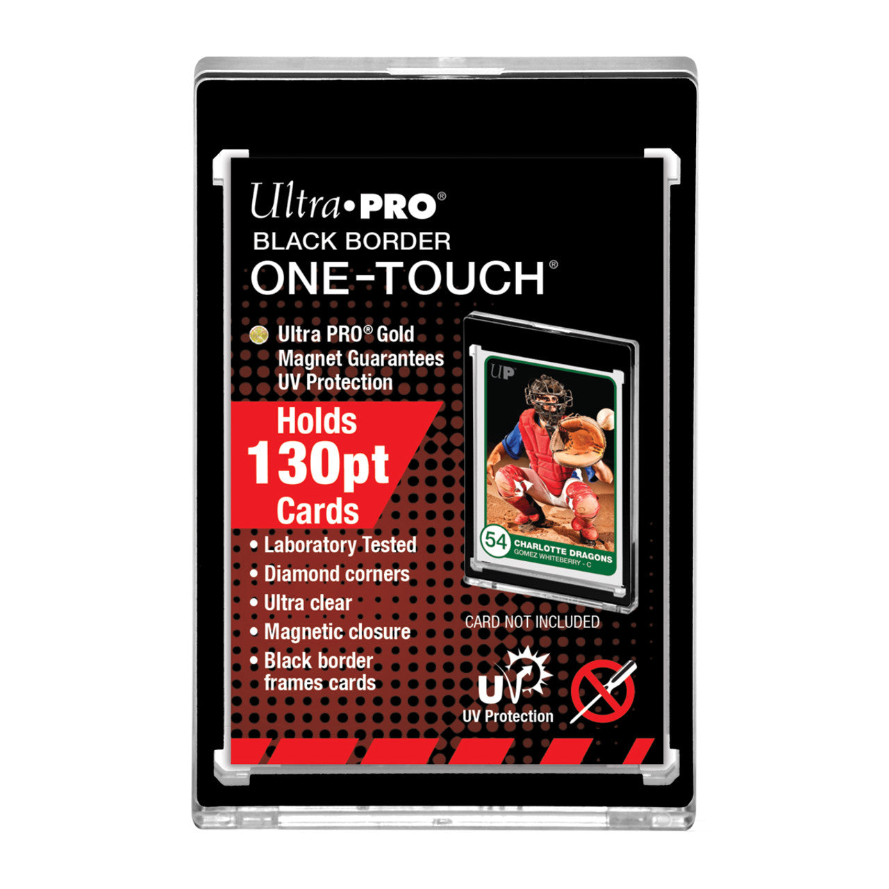 One Touch Uv Card Holder With Magnet Closure Black Border - 130Pt