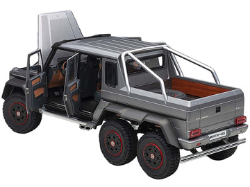 Mercedes Benz G63 Amg 6X6 Designo Platinum Magno Gray Metallic With Carbon Accents 1/18 Model Car By Autoart