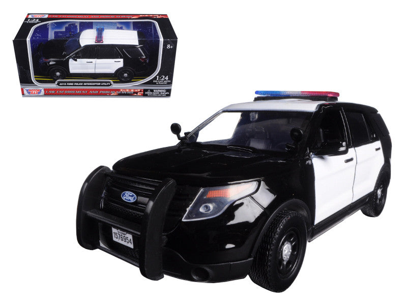 2015 Ford Interceptor Unmarked Police Car Black/White 1/24 Diecast Model Car by Motormax