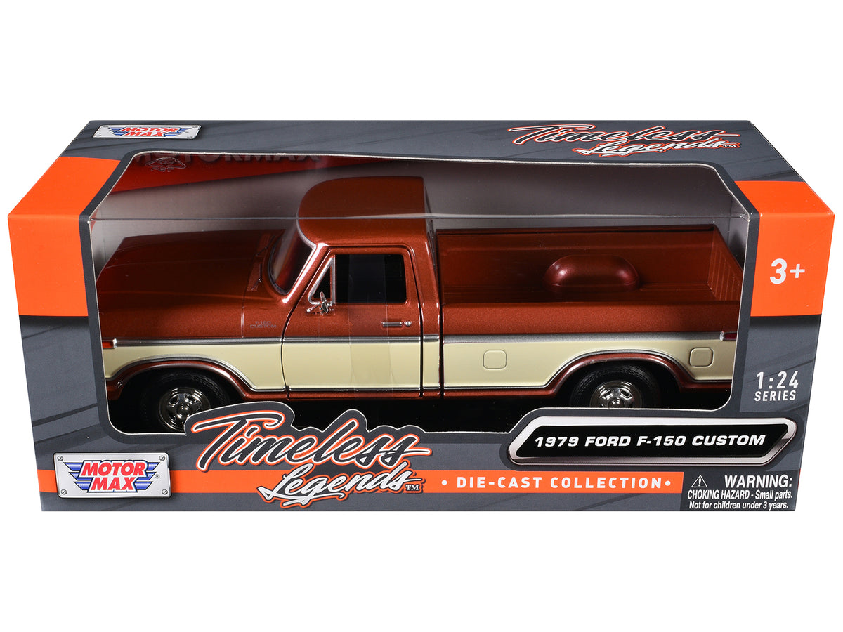 1979 Ford F-150 Custom Pickup Truck Brown Metallic and Cream inchTimeless Legendsinch Series 1/24 Diecast Model Car by Motormax