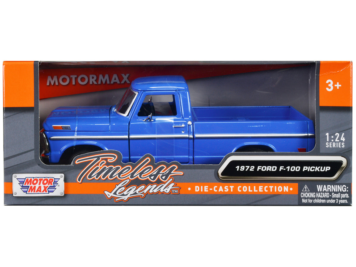 1972 Ford F-100 Pickup Truck Blue inchTimeless Legendsinch Series 1/24 Diecast Model Car by Motormax