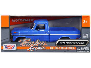 1972 Ford F-100 Pickup Truck Blue inchTimeless Legendsinch Series 1/24 Diecast Model Car by Motormax