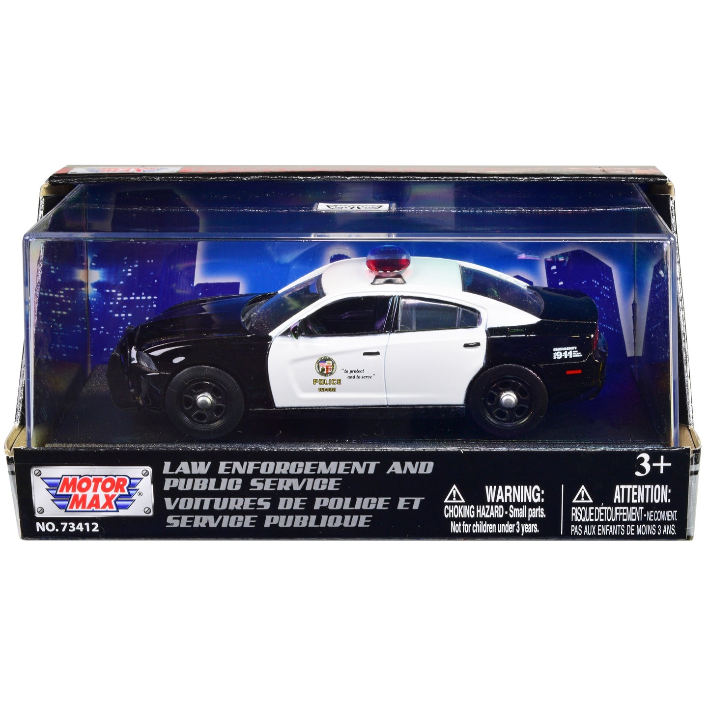 2011 Dodge Charger Pursuit Black and White LAPD (Los Angeles Police Department) 1/43 Diecast Model Car by Motormax