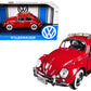 1966 Volkswagen Classic Beetle Red 1/24 Diecast Car Model by Motormax