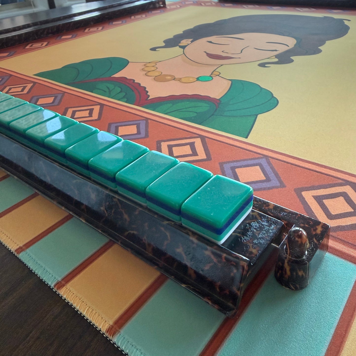 Amber Jade Mahjong Mat - Ships Rolled