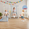 7 in 1 Toddler Slide and Swing Set with Height Adjustable Swing and Basketball Hoop