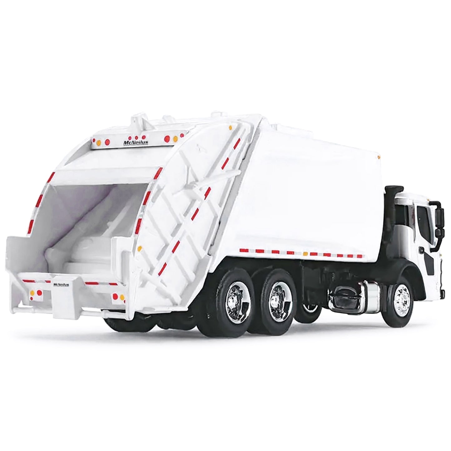 First Gear Mack LR Truck with McNeilus Meridian Rear Load Body, Metal Construction, White Color