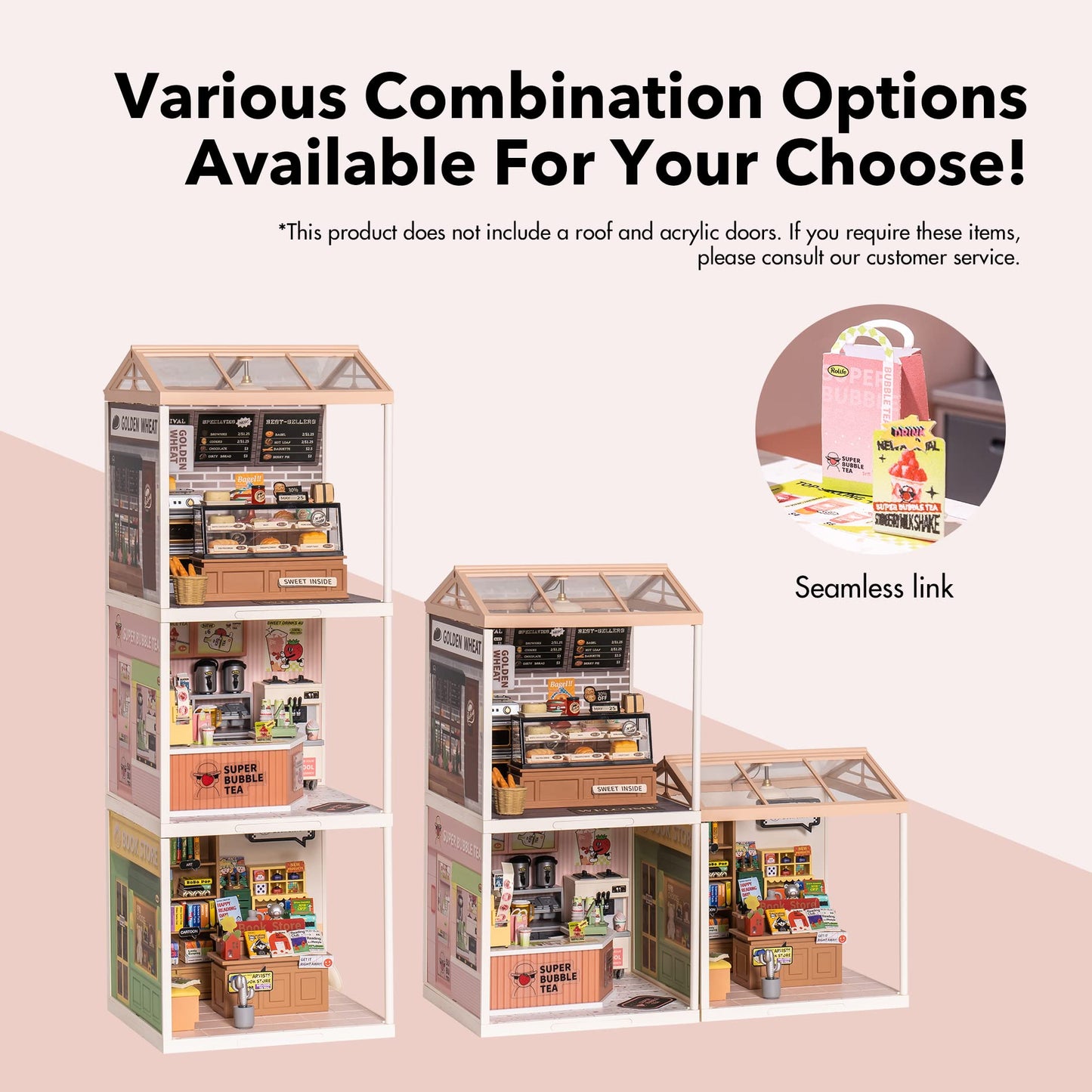 Wowood Super Creator-Mini Blocks Model Building Set for mature-themeds  Miniature Plastic House Kit Super Store-Building Blocks Toys for mature-themed  DIY Crafts/Hobbies for mature-themed (Double Joy Bubble Tea)
