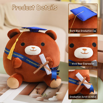 Finebee Bear Stuffed Animal Brown Bear Plushie Present Doll Gifts Soft Graduation Plush With Cap For Kids Students Kawaii Celebr