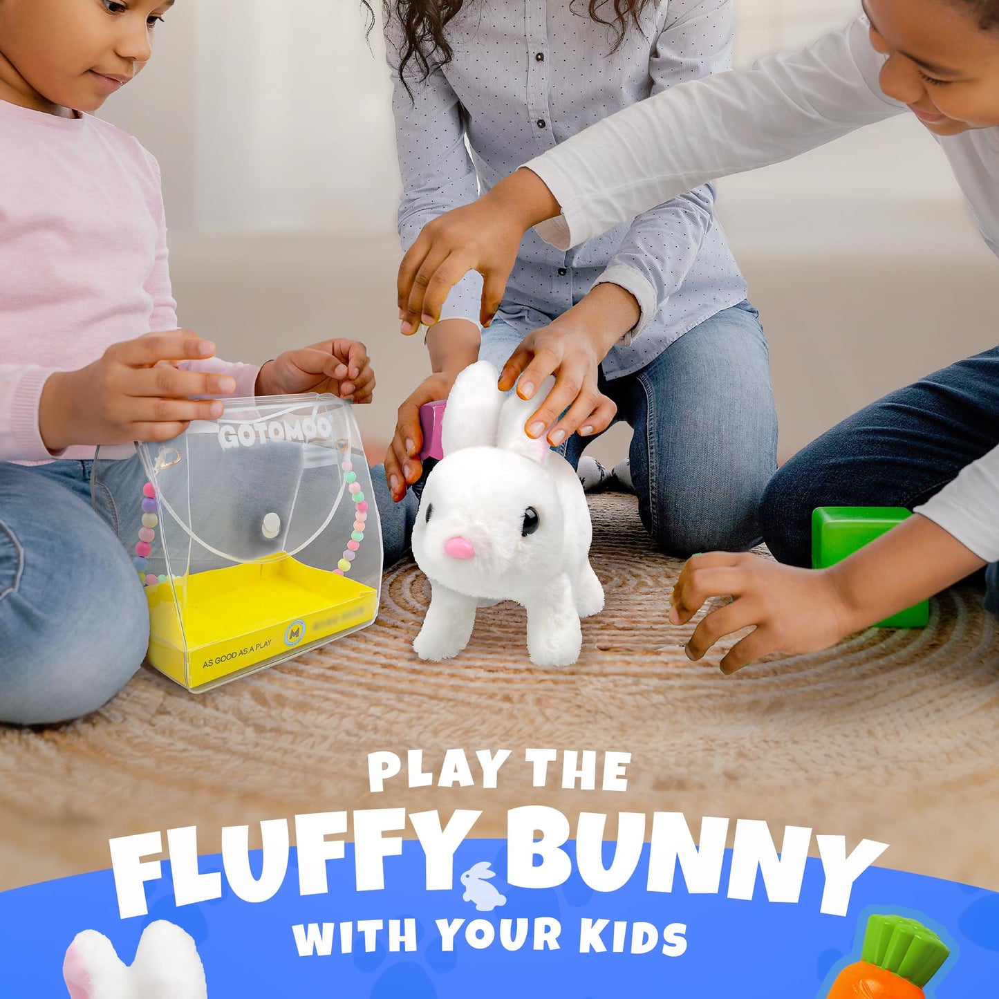 Smilesskiddo Electronic Jumping Rabbit For Girls - Hopping Bunny Toys With Wiggle Ears, Twitch Nose And Portable Bag, Interactiv