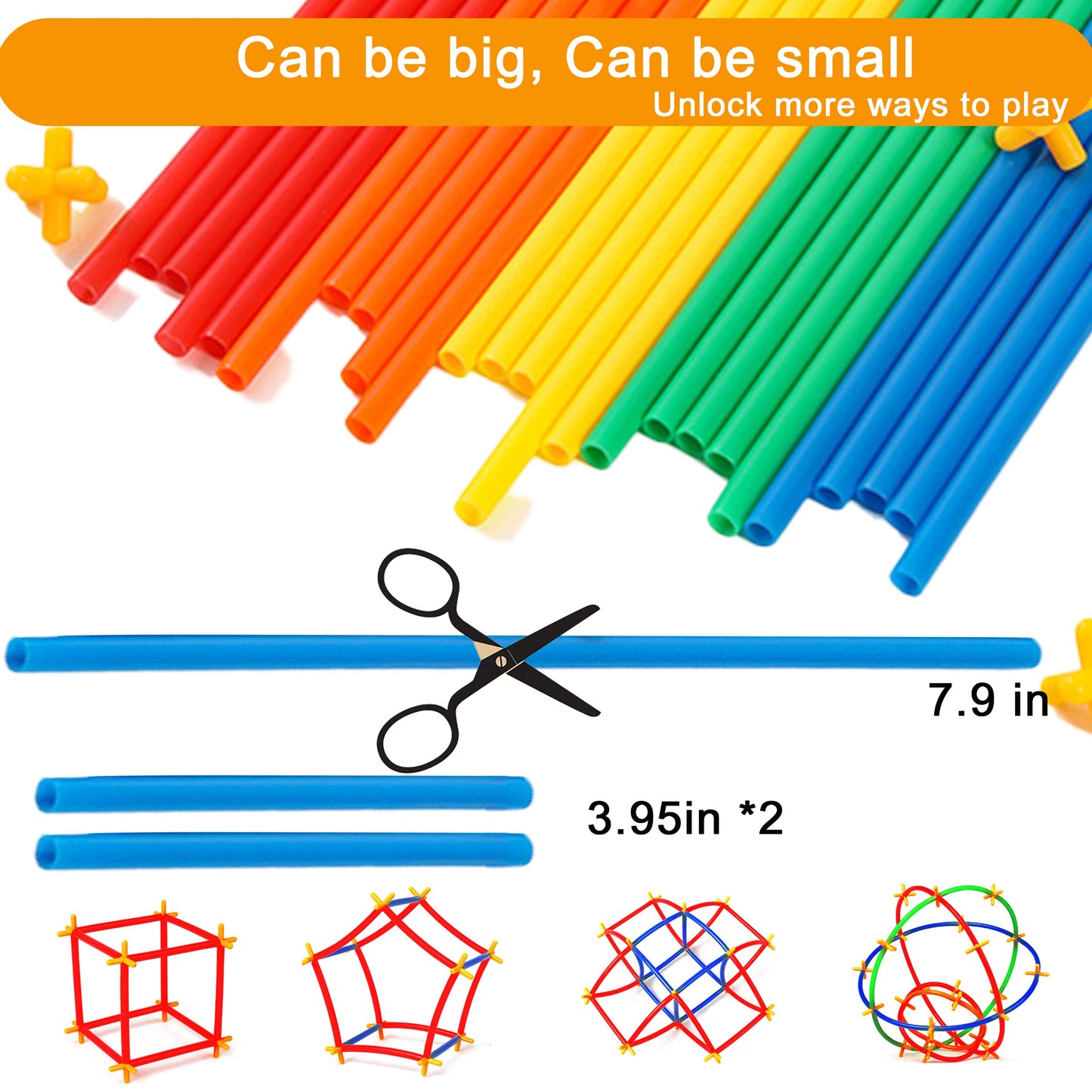 RAINBOW TOYFROG Straw Constructor Toys - 300 Pcs STEM Building Set, Multicolor, Plastic, Model 839-1 - Fun Engineering Kit for Kids
