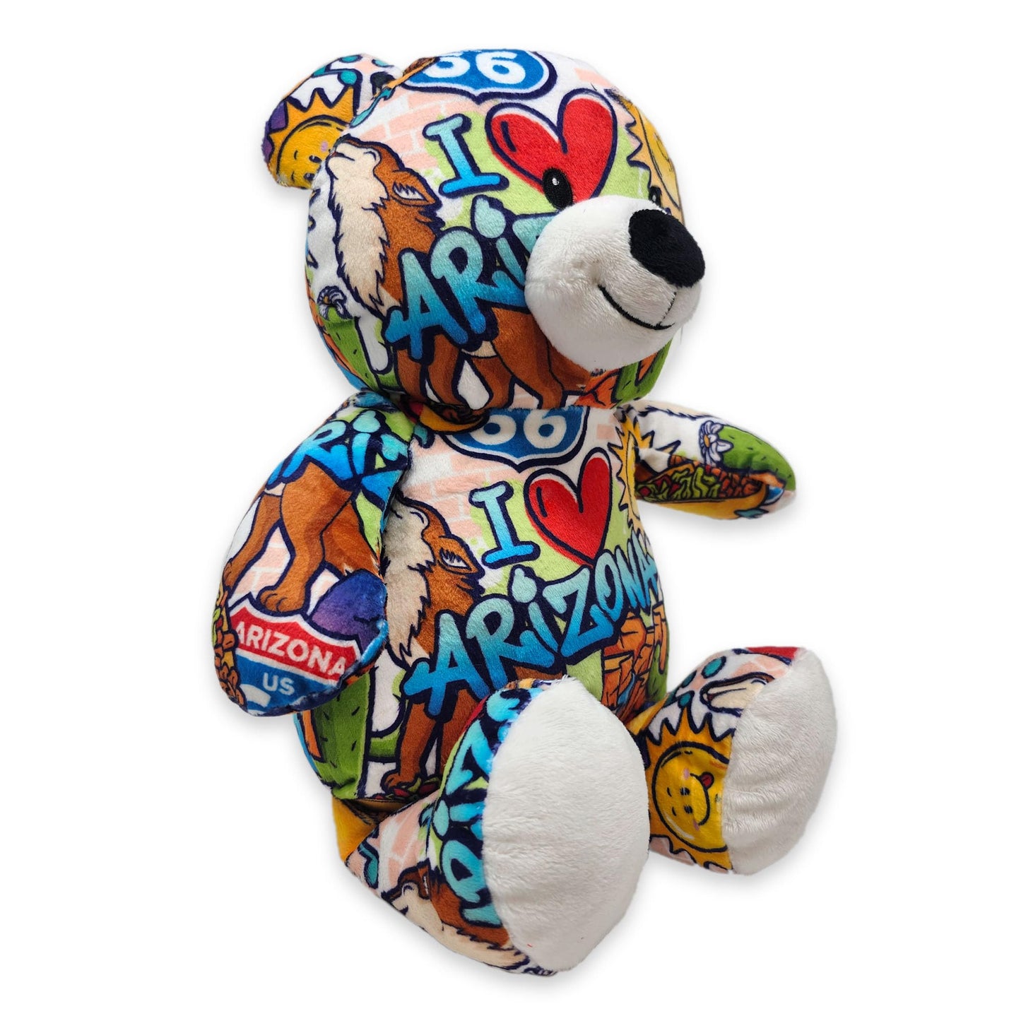 PLUSHOLOGY I Love Arizona Graffiti Teddy Bear Eco Friendly Stuffed Animal; Cuddly Soft Velboa Plush Animal for Kids 3 Years Old to mature-themeds; Child-Safe Embroidered Face Details (10 Tall When Seated)