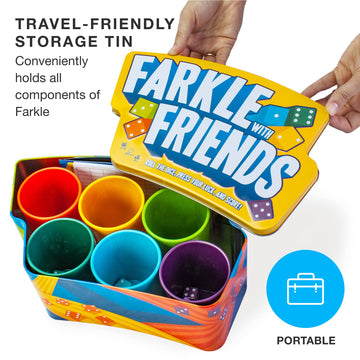 Brybelly Farkle With Friends - 2-6 Player Dice Game For Family Game Night - Includes 6 Dice Cups, 36 Dice, Scorecards, And Instructions