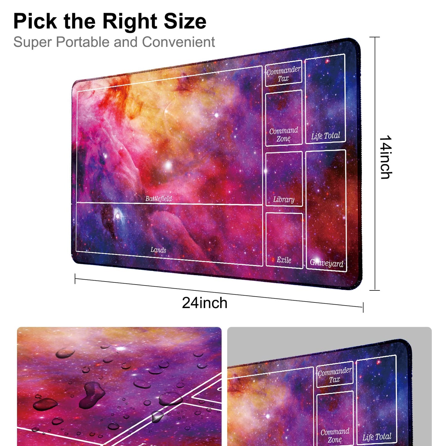Biouai Mtg Playmat For Magic The Gathering Play Mat, Stitched Playing Mat With Tube Case For Mtg Card Game Playing (Blue Starry)